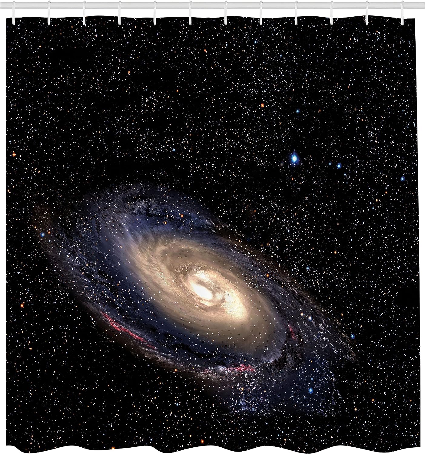 Spiral Universe Shower Curtain with Astronomy Theme for Deep Outer Space Bathroom Decor