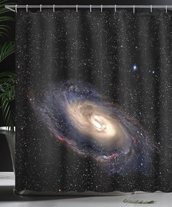 Spiral Universe Shower Curtain with Astronomy Theme for Deep Outer Space Bathroom Decor
