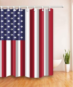 Splattered American Flag Star Spangled Banner Shower Curtain for a Textured Bathroom Decor