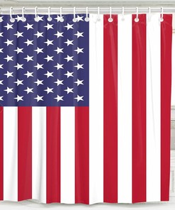 Splattered American Flag Star Spangled Banner Shower Curtain for a Textured Bathroom Decor