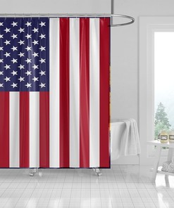 Splattered American Flag Star Spangled Banner Shower Curtain for a Textured Bathroom Decor