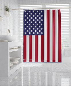 Splattered American Flag Star Spangled Banner Shower Curtain for a Textured Bathroom Decor