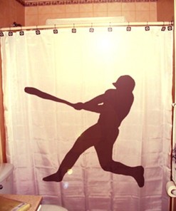 Sports Player Extra Long Shower Curtain for Baseball Bathroom Decor 
