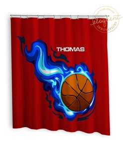 Sports Shower Curtain - Ideal for Boys' Bathrooms with Red and Blue Colors