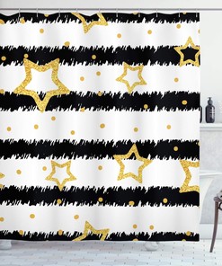 Sports Theme Star Shower Curtain, Celebration Party Bathroom Curtain