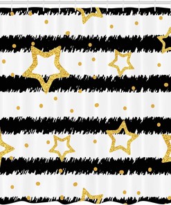 Sports Theme Star Shower Curtain, Celebration Party Bathroom Curtain