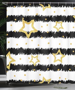 Sports Theme Star Shower Curtain, Celebration Party Bathroom Curtain