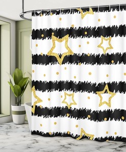 Sports Theme Star Shower Curtain, Celebration Party Bathroom Curtain
