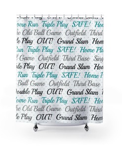 Sports Themed Shower Curtain for Baseball Bathroom Decor 