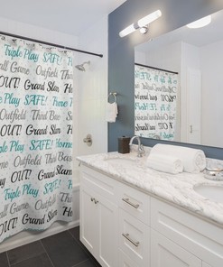 Sports Themed Shower Curtain for Baseball Bathroom Decor