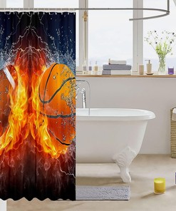 Sports and Flame Shower Curtain - Ideal for Teenage Boys' Bathrooms