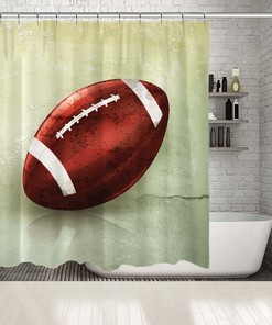 Sporty American Football Printed Shower Curtain for a Football-themed Bathroom Decor
