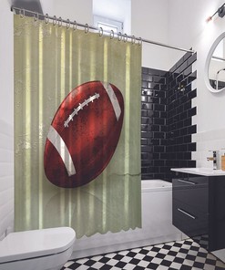 Sporty American Football Printed Shower Curtain for a Football-themed Bathroom Decor