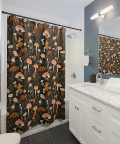 Spring Cottagecore Mushroom Shower Curtain - Gift for Bathroom