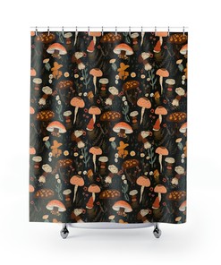 Spring Cottagecore Mushroom Shower Curtain - Gift for Bathroom