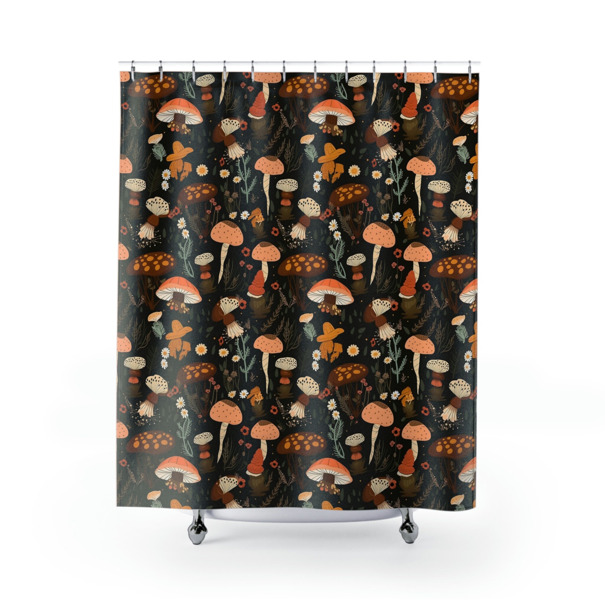 Spring Cottagecore Mushroom Shower Curtain - Gift for Bathroom