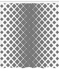 Square Shape Geometric Abstract Shower Curtain for Contemporary Bathroom Decor