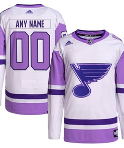 St. Louis Blues Adidas Hockey Fights Cancer Primegreen Authentic Custom Jersey - White/purple Custom Jerseys Nhl