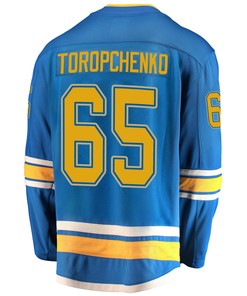 St. Louis Blues Alexei Toropchenko 65 Alternate 2022 Stanley Cup Playoffs Breakaway Men Jersey - Blue