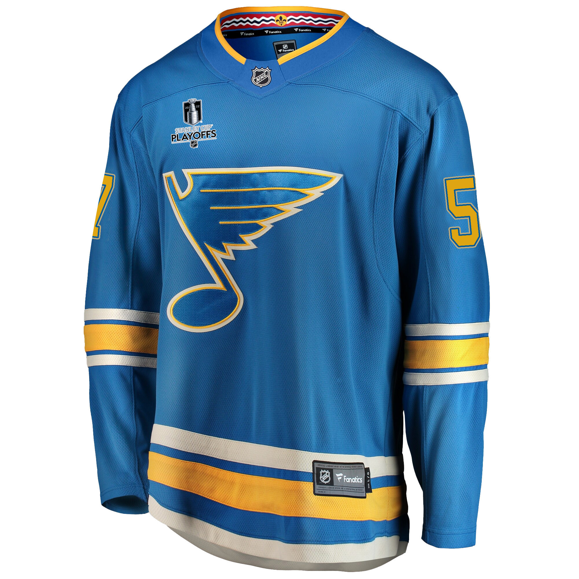 St. Louis Blues David Perron 57 Alternate 2022 Stanley Cup Playoffs Breakaway Men Jersey - Blue