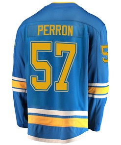 St. Louis Blues David Perron 57 Alternate 2022 Stanley Cup Playoffs Breakaway Men Jersey - Blue