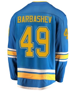 St. Louis Blues Ivan Barbashev 49 Alternate 2022 Stanley Cup Playoffs Breakaway Men Jersey - Blue