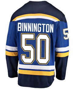 St. Louis Blues Jordan Binnington 50 Home 2022 Stanley Cup Playoffs Breakaway Men Jersey - Royal