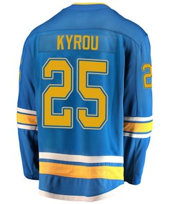 St. Louis Blues Jordan Kyrou 25 Alternate 2022 Stanley Cup Playoffs Breakaway Men Jersey - Blue