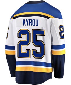 St. Louis Blues Jordan Kyrou 25 Away 2022 Stanley Cup Playoffs Breakaway Men Jersey - White