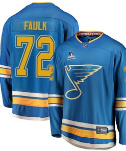 St. Louis Blues Justin Faulk 72 Alternate 2022 Stanley Cup Playoffs Breakaway Men Jersey - Blue