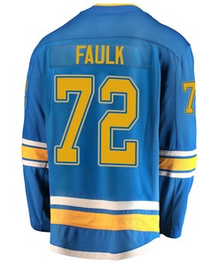 St. Louis Blues Justin Faulk 72 Alternate 2022 Stanley Cup Playoffs Breakaway Men Jersey - Blue