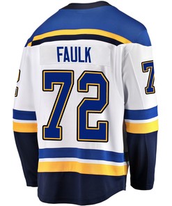 St. Louis Blues Justin Faulk 72 Away 2022 Stanley Cup Playoffs Breakaway Men Jersey - White