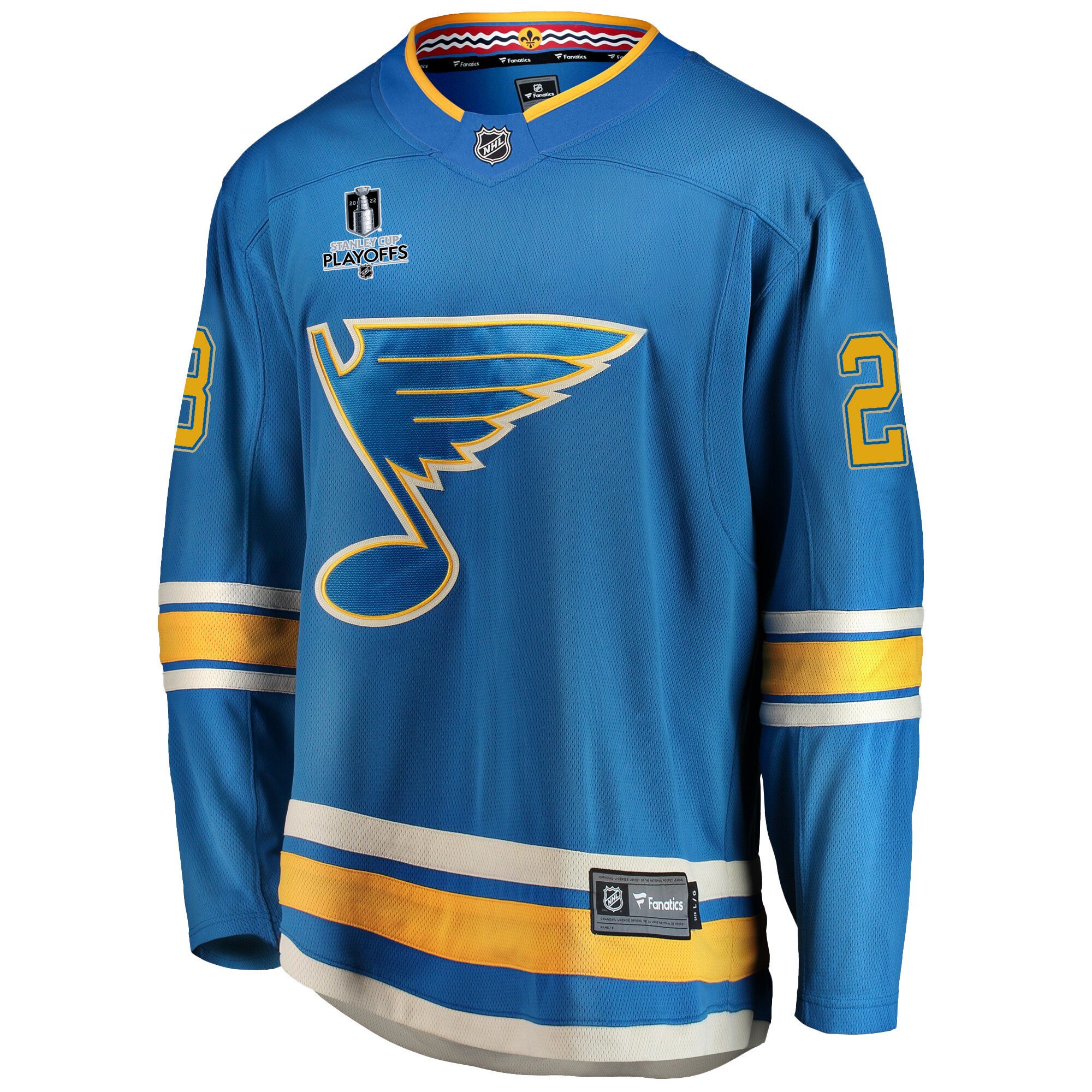 St. Louis Blues Mackenzie MacEachern 28 Alternate 2022 Stanley Cup Playoffs Breakaway Men Jersey - Blue
