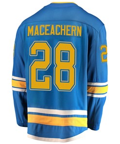 St. Louis Blues Mackenzie MacEachern 28 Alternate 2022 Stanley Cup Playoffs Breakaway Men Jersey - Blue