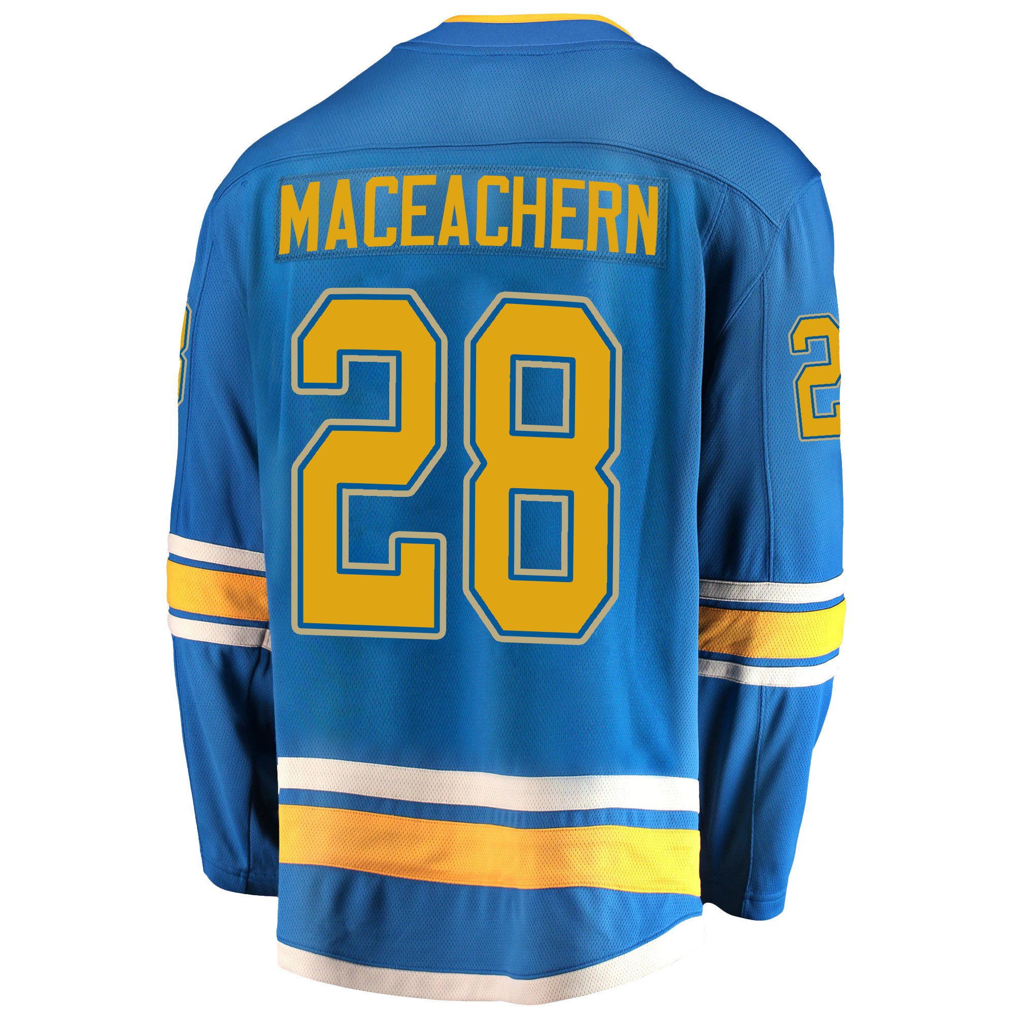 St. Louis Blues Mackenzie MacEachern 28 Alternate 2022 Stanley Cup Playoffs Breakaway Men Jersey - Blue