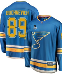 St. Louis Blues Pavel Buchnevich 89 Alternate 2022 Stanley Cup Playoffs Breakaway Men Jersey - Blue