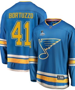 St. Louis Blues Robert Bortuzzo 41 Alternate 2022 Stanley Cup Playoffs Breakaway Men Jersey - Blue
