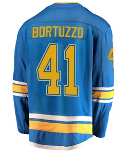 St. Louis Blues Robert Bortuzzo 41 Alternate 2022 Stanley Cup Playoffs Breakaway Men Jersey - Blue