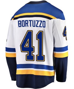 St. Louis Blues Robert Bortuzzo 41 Away 2022 Stanley Cup Playoffs Breakaway Men Jersey - White