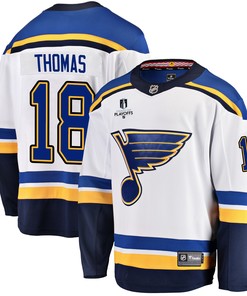 St. Louis Blues Robert Thomas 18 Away 2022 Stanley Cup Playoffs Breakaway Men Jersey - White