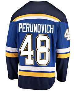 St. Louis Blues Scott Perunovich 48 Home 2022 Stanley Cup Playoffs Breakaway Men Jersey - Royal