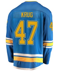 St. Louis Blues Torey Krug 47 Alternate 2022 Stanley Cup Playoffs Breakaway Men Jersey - Blue