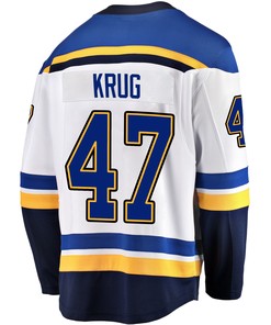 St. Louis Blues Torey Krug 47 Away 2022 Stanley Cup Playoffs Breakaway Men Jersey - White