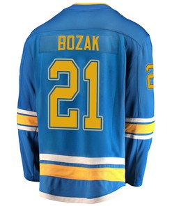 St. Louis Blues Tyler Bozak 21 Alternate 2022 Stanley Cup Playoffs Breakaway Men Jersey - Blue