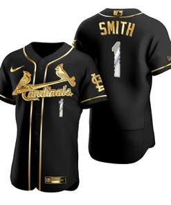 St. Louis Cardinals #1 Ozzie Smith Mlb Golden Brandedition Black Jersey Gift For Cardinals Fans