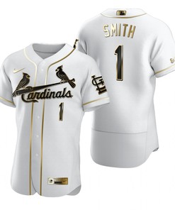 St. Louis Cardinals #1 Ozzie Smith Mlb Golden Brandedition White Jersey Gift For Cardinals Fans