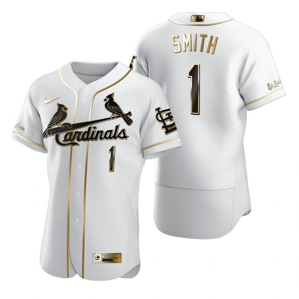 St. Louis Cardinals #1 Ozzie Smith Mlb Golden Brandedition White Jersey Gift For Cardinals Fans