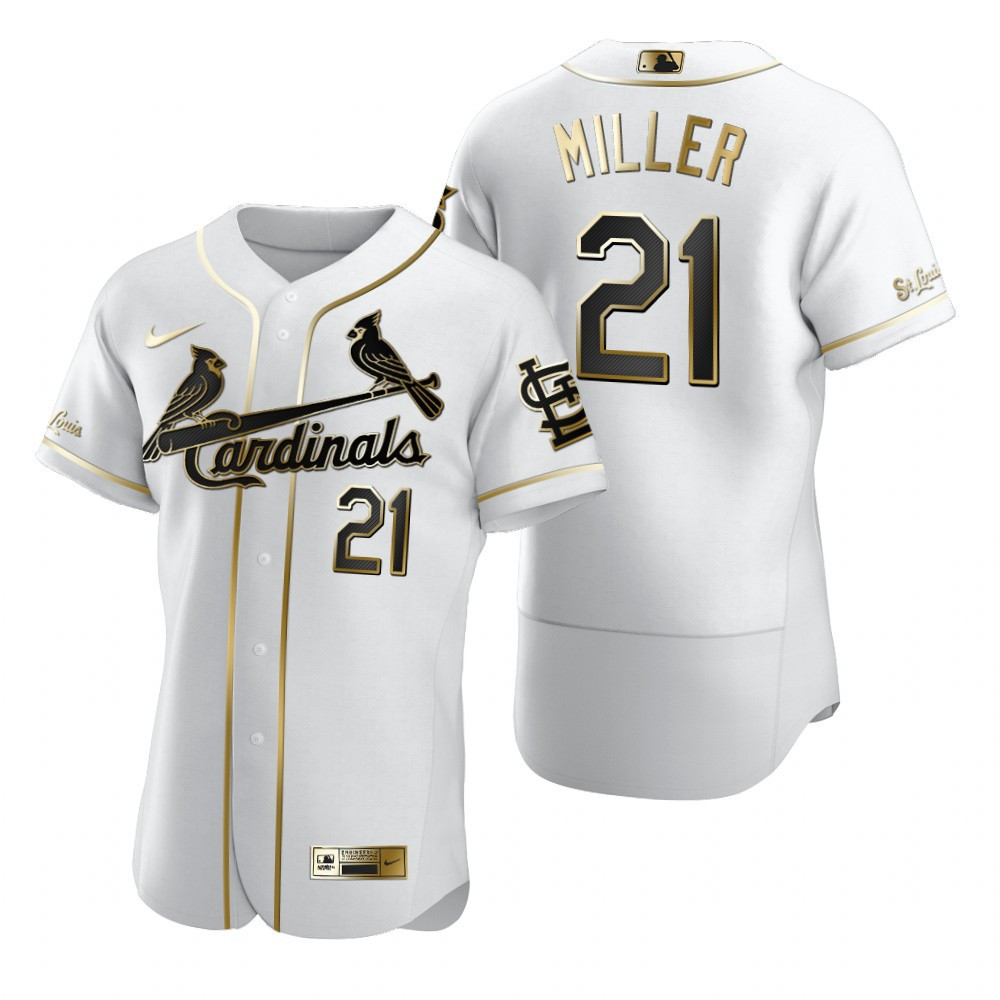St. Louis Cardinals #21 Andrew Miller Mlb Golden Brandedition White Jersey Gift For Cardinals Fans