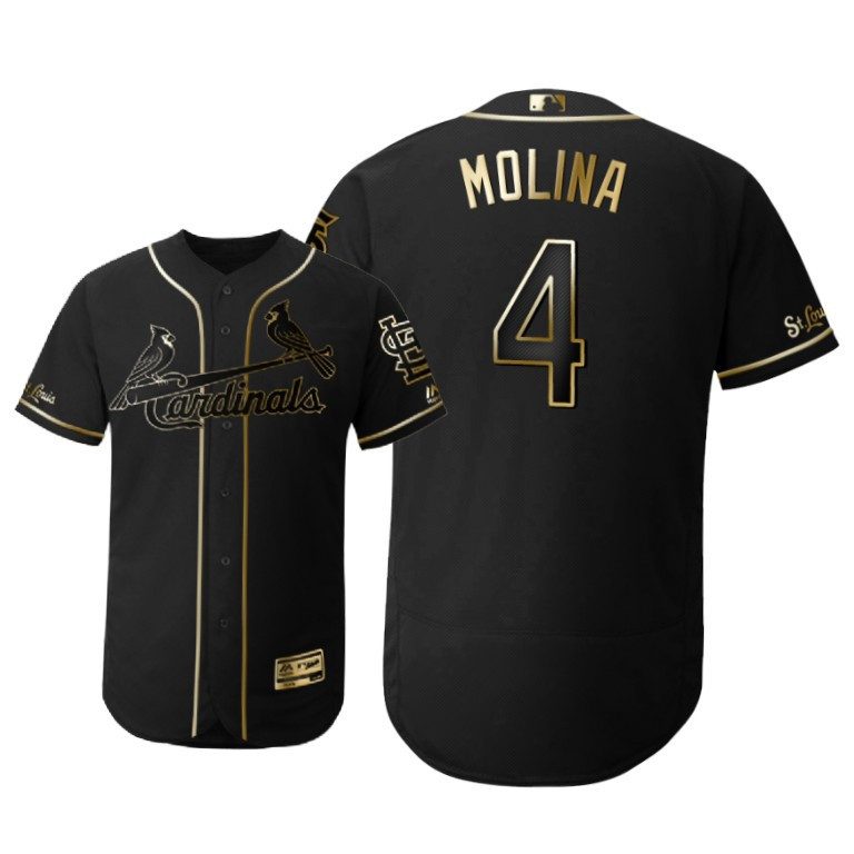 St. Louis Cardinals #4 Yadier Molina Mlb 2019 Golden Brandedition Black Jersey Gift For Cardinals Fans