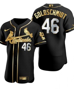 St. Louis Cardinals #46 Paul Goldschmidt Mlb Golden Brandedition Black Jersey Gift For Cardinals Fans